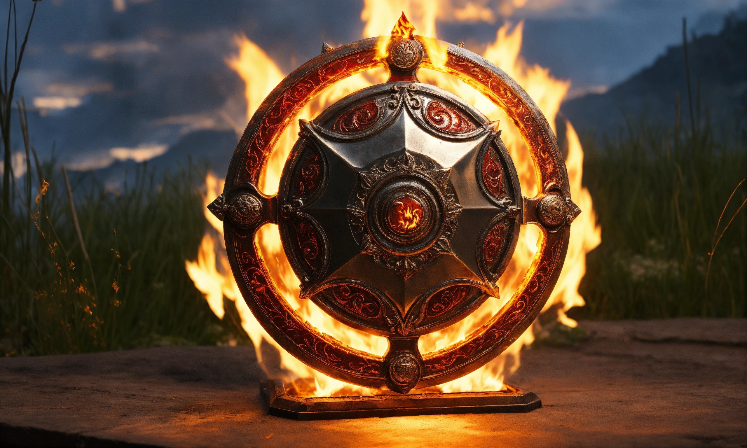 Lexica Fire shield, shield made of flames, magical shield, magical