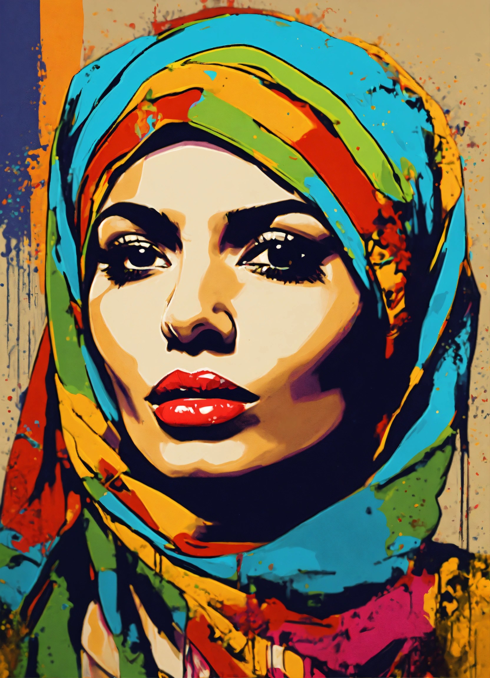 Lexica Cape Town pop art of a Middle Eastern woman with graffiti