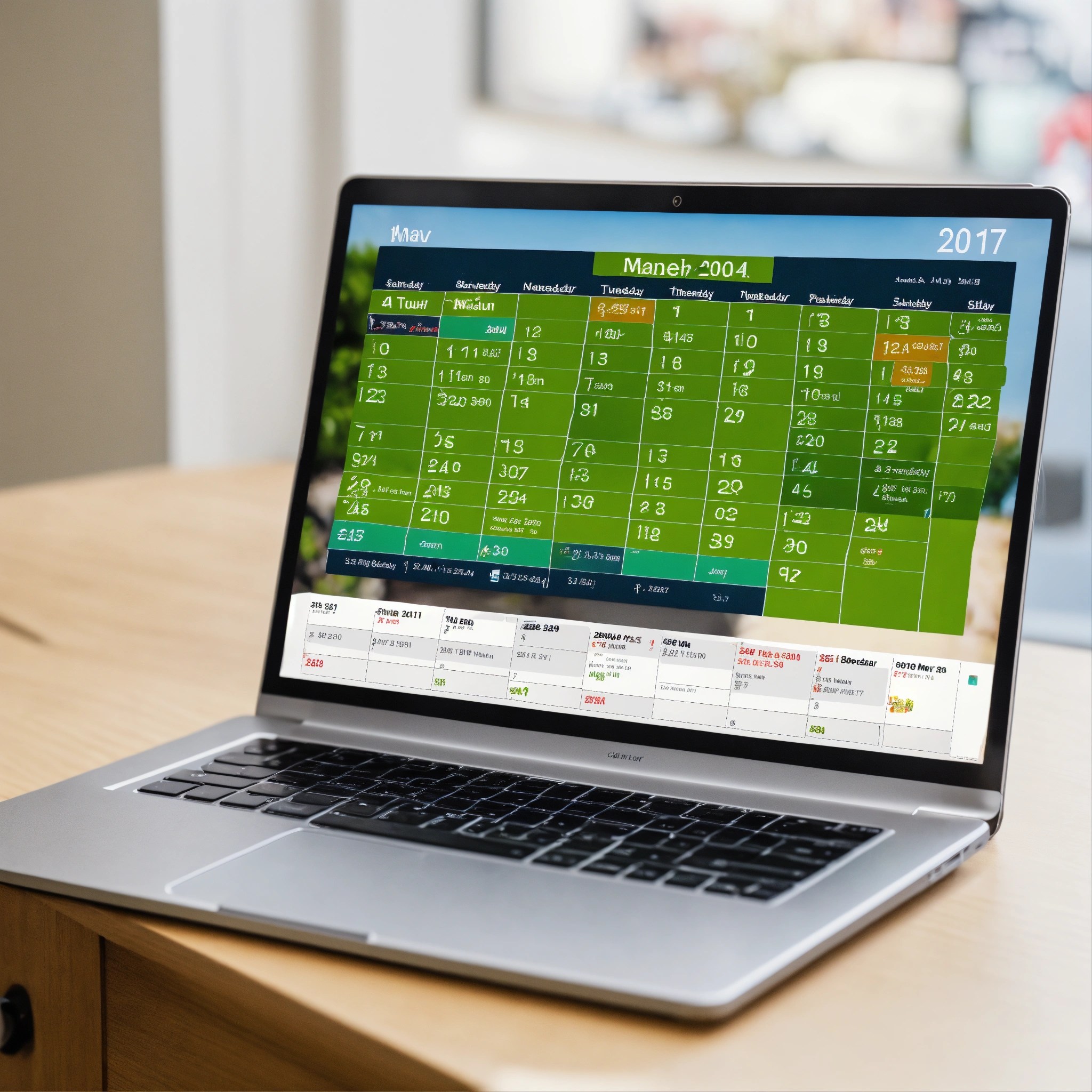 Lexica A photo of a digital calendar on a laptop screen. The calendar