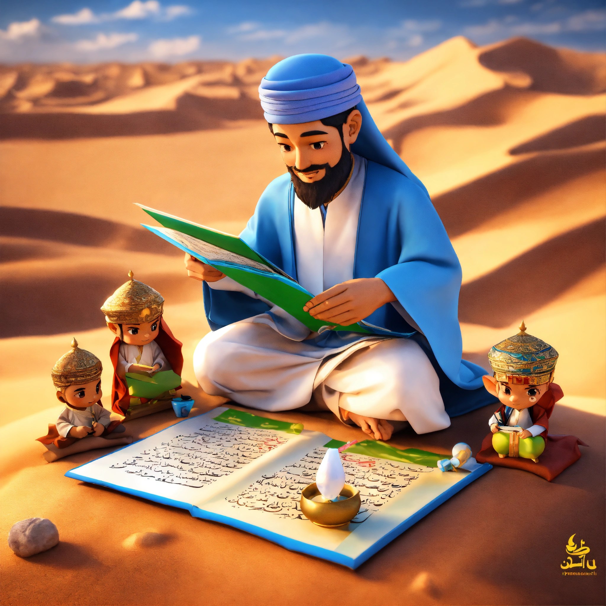 Lexica 3D mascot of the childhood Islamic hero, Zaid bin Thabit, a