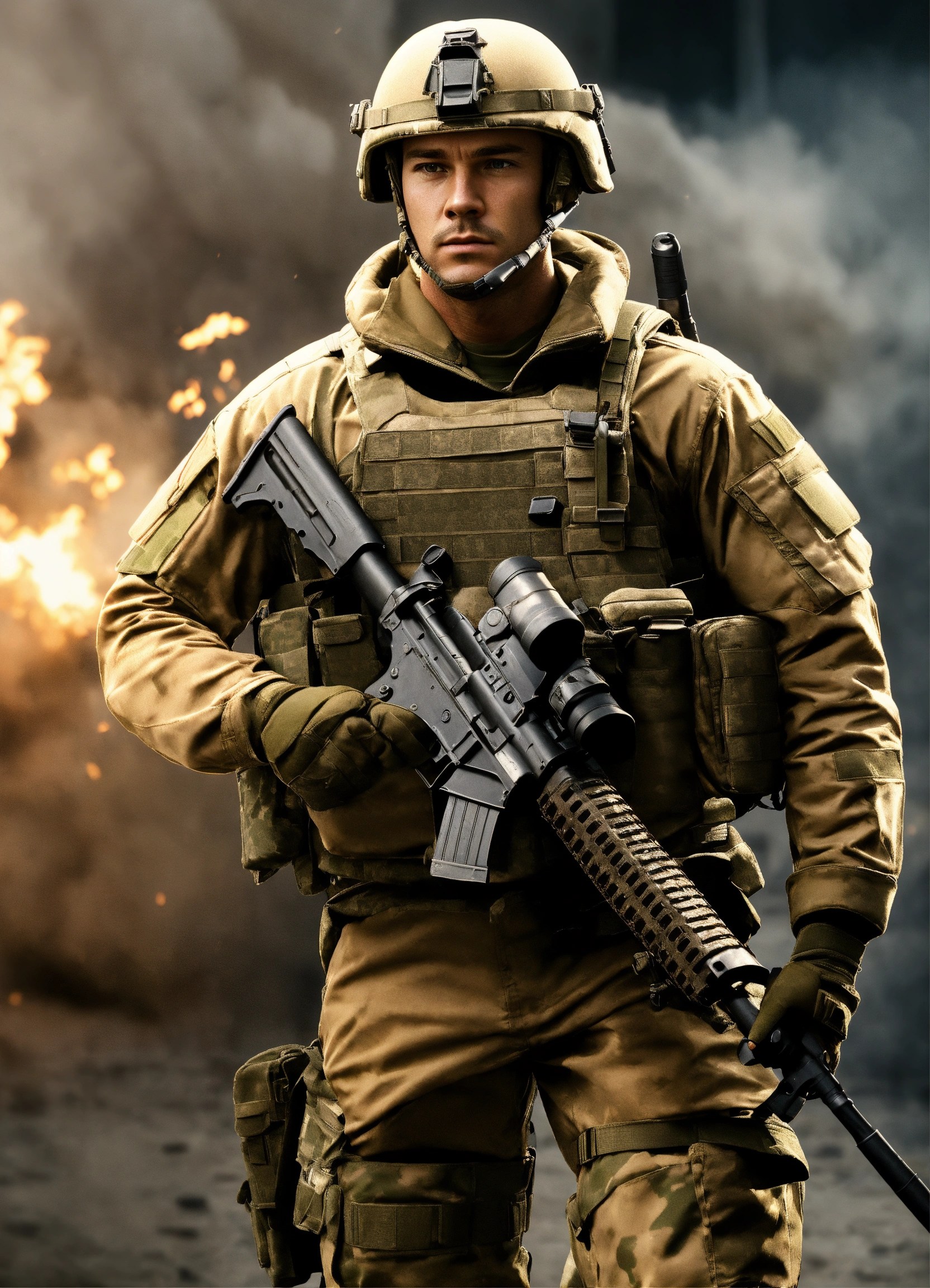 Lexica Military style, soldier, male,4k,realistic,shown face