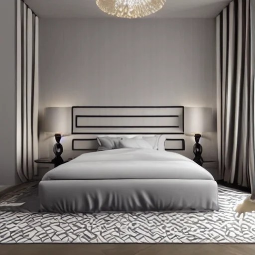 a modern minimalist art deco bedroom Arthub.ai