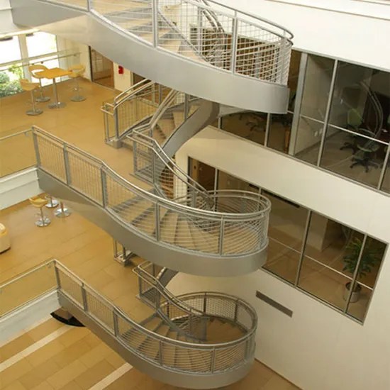 China New Style Curved Staircase with Cable Railing China Curved