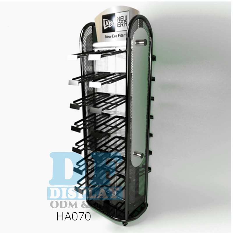 Helment Display Rack Floor Stand with Shelves Rotating Display Rack Hat