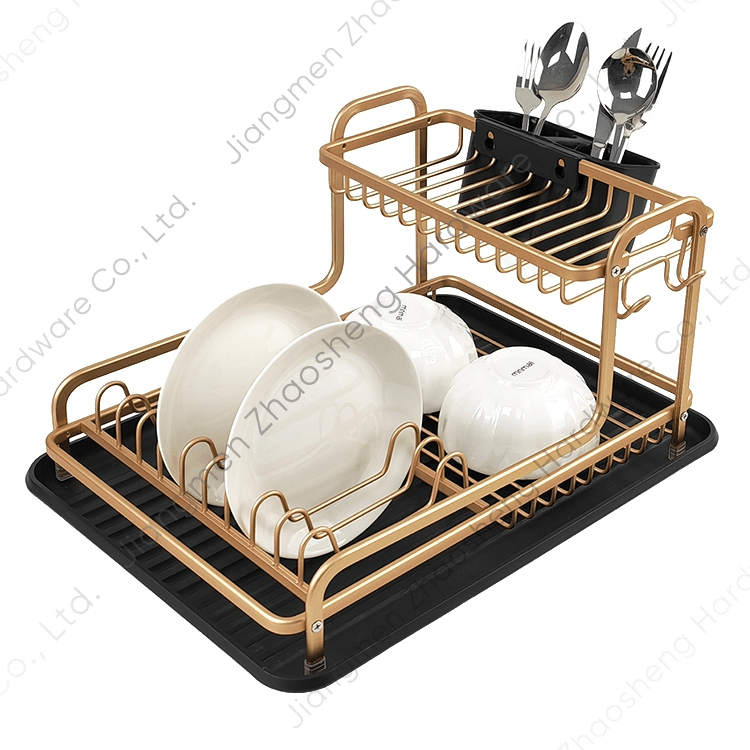 Detachable 2 Tier Aluminum Dish Rack Rust Proof Dish Drying Rack Countertop Plate Rack China