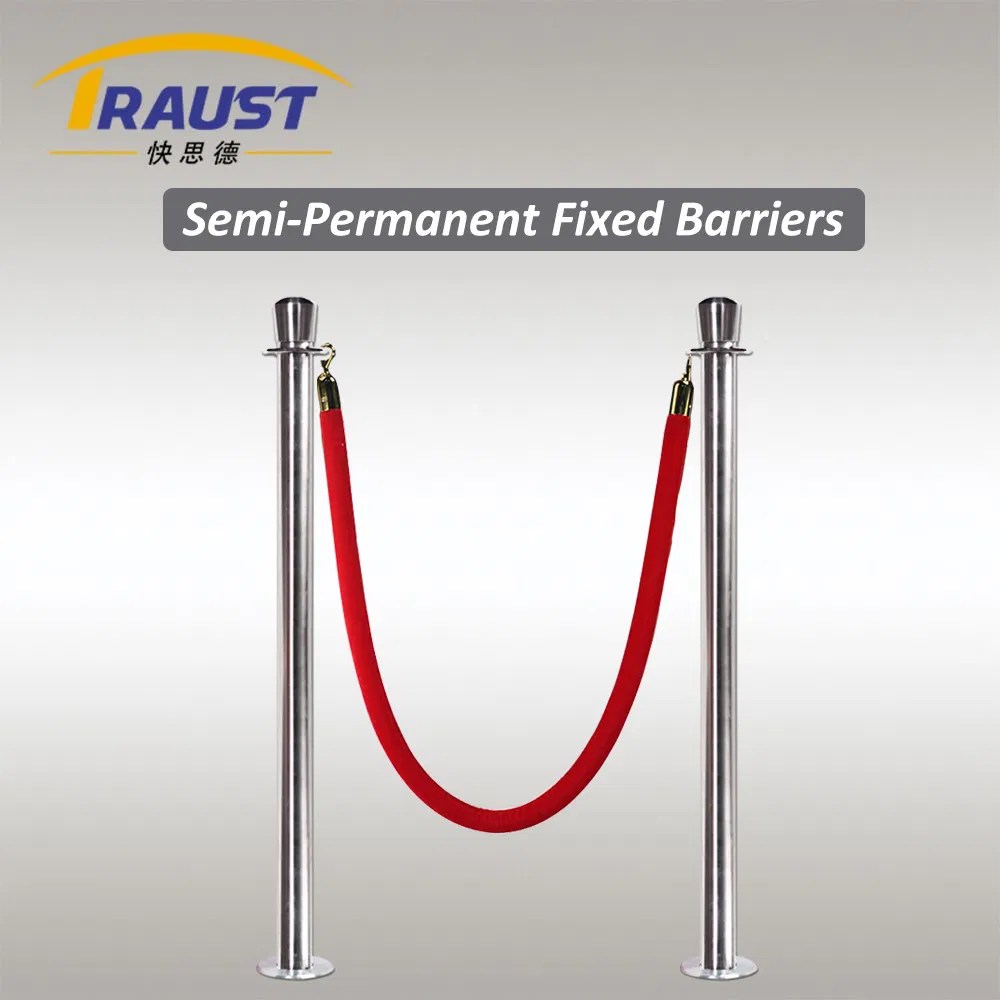 SemiPermanent Fixed Queue Security Rope Posts, Queue Line Stand