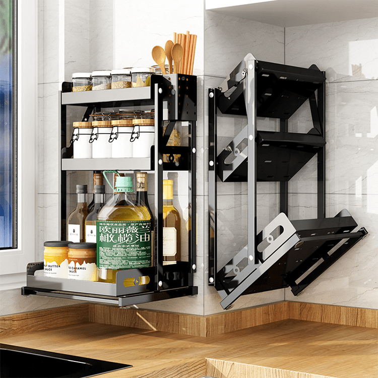 PerforationFree Kitchen Countertop Rack Collapsible Condiment Rack