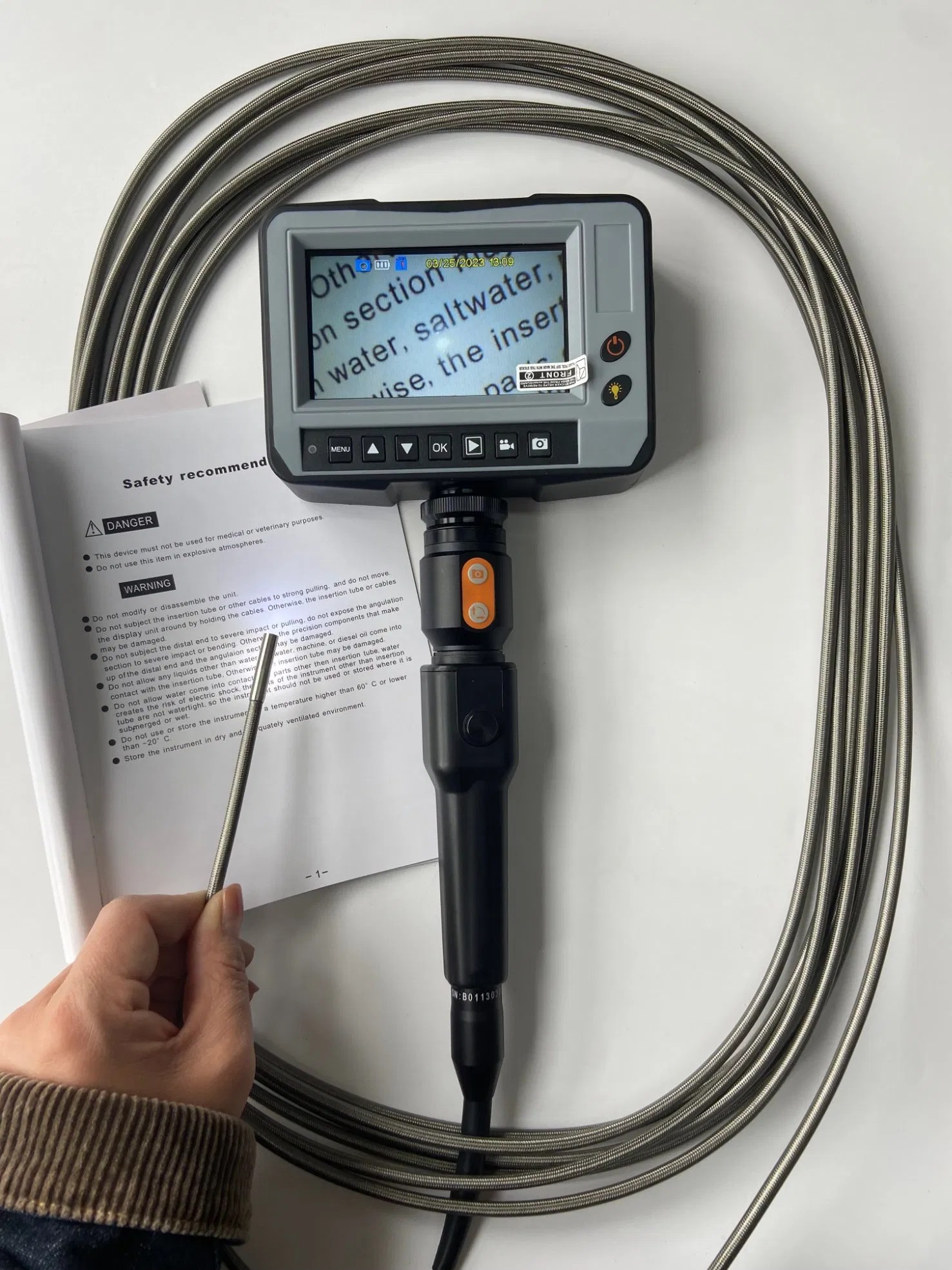 10m Dual Lens Borescope Inspection Camera with 4.5 Inch Monitor, High Resolution Image, Zoom