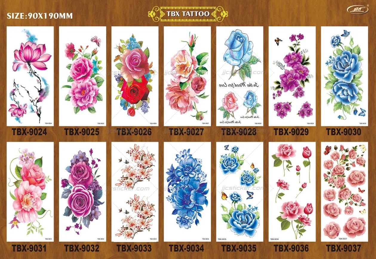 3D Roses Trendy Pink Water Ink Color Flower Tattoo Sticker China