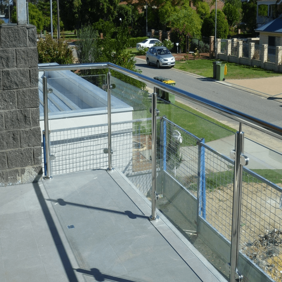 Stainless Steel Glass Railing with Round Post Handrail Base Plate/Stair Railing/Railing/Balcony