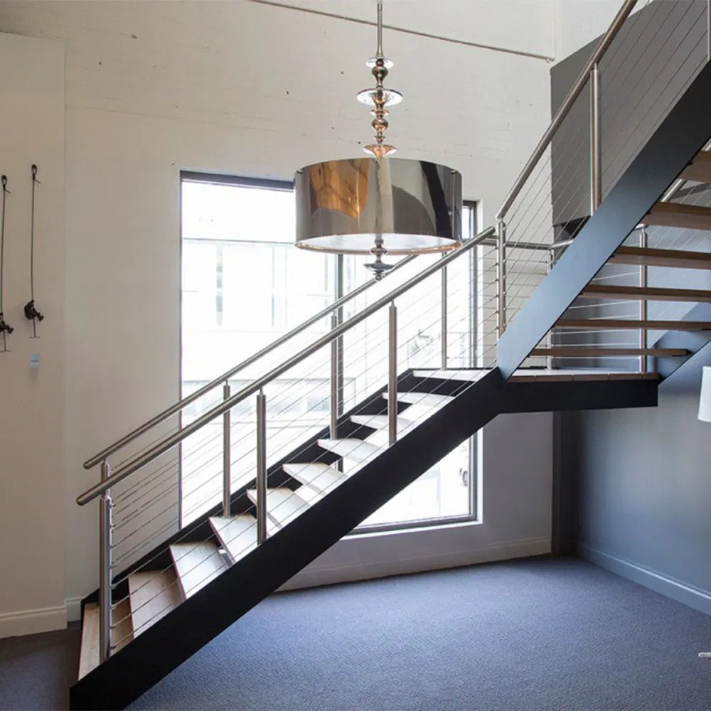 China Customized Double Stringer Modular Steel Railing Frosted Glass