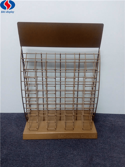 Golden Color Powder Coat Custom Iron Metal Inventions Tile Display Rack