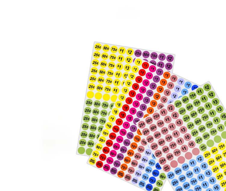 Color Label Price Sticker Round Number Sticker Supermarket Amount Label