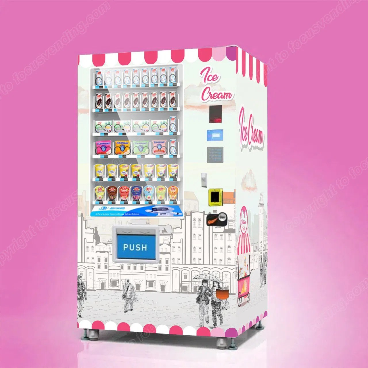 Automatic Soft Ice Cream Vending Machine Support Self Cleaning with