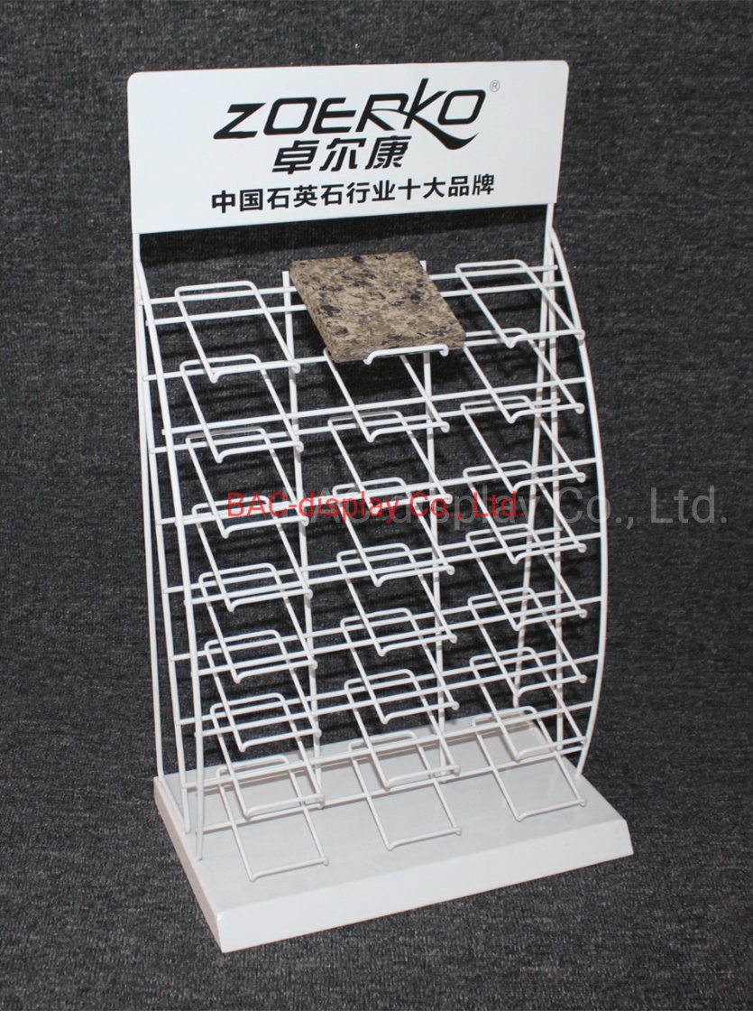 White Powder Coat Custom Small Metal Ceramic Tile Display Rack Stand