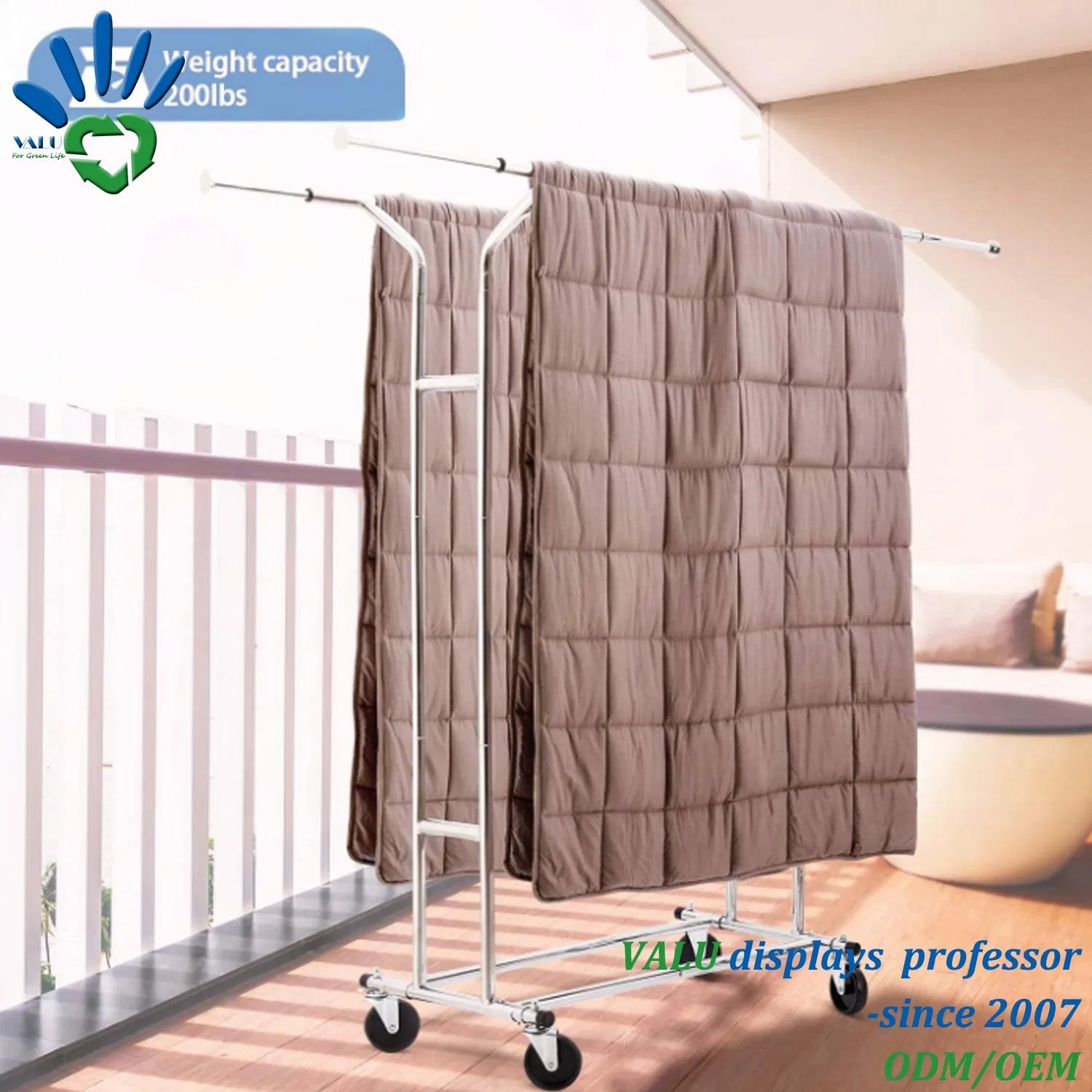 Clothes Rack, Garment Rack with Extendable Hanging Rail China Clothes Rail Stand and Double