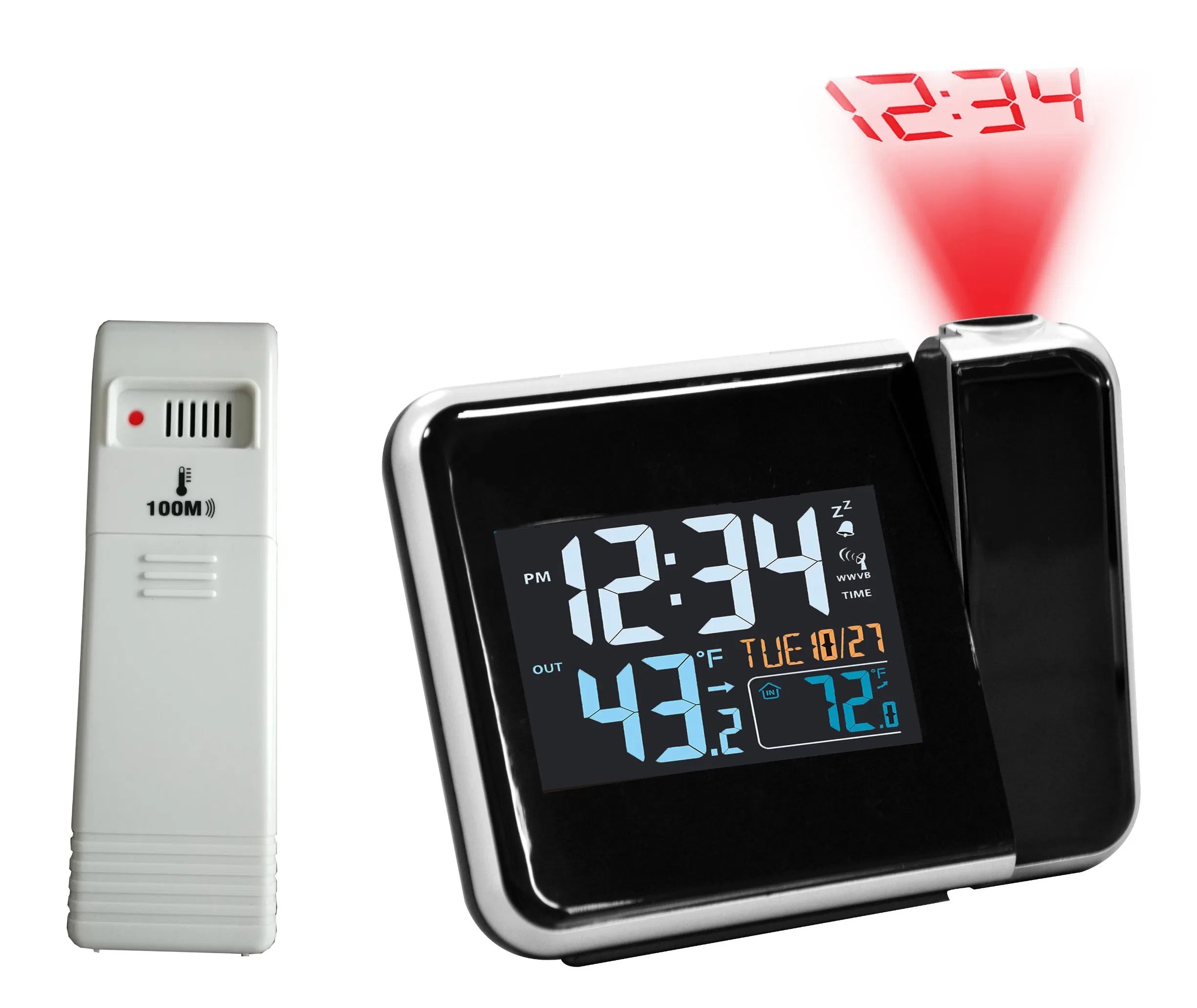 Dcf Radio Controlled Clock Projection and 180 Switch Display Time