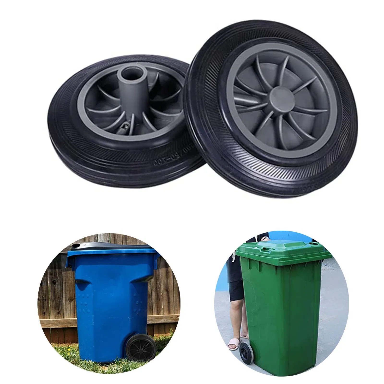 Trash Garbage Bin Wheels Replacement PU Foam Wheel and Flat Free Wheel