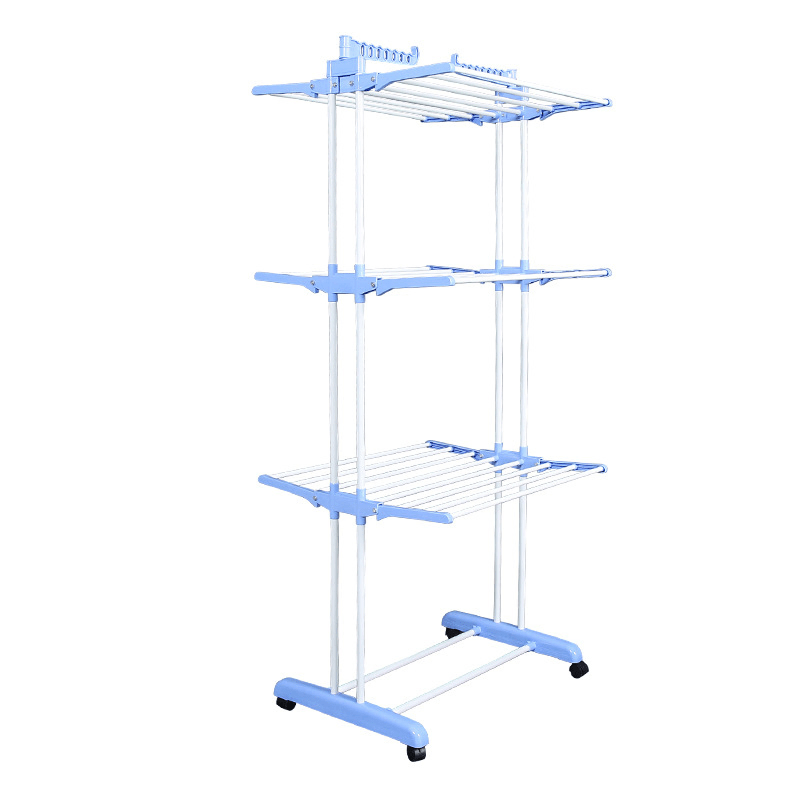 ThreeLayer Mobile Drying Rack with Wheels Collapsible Drying Rack