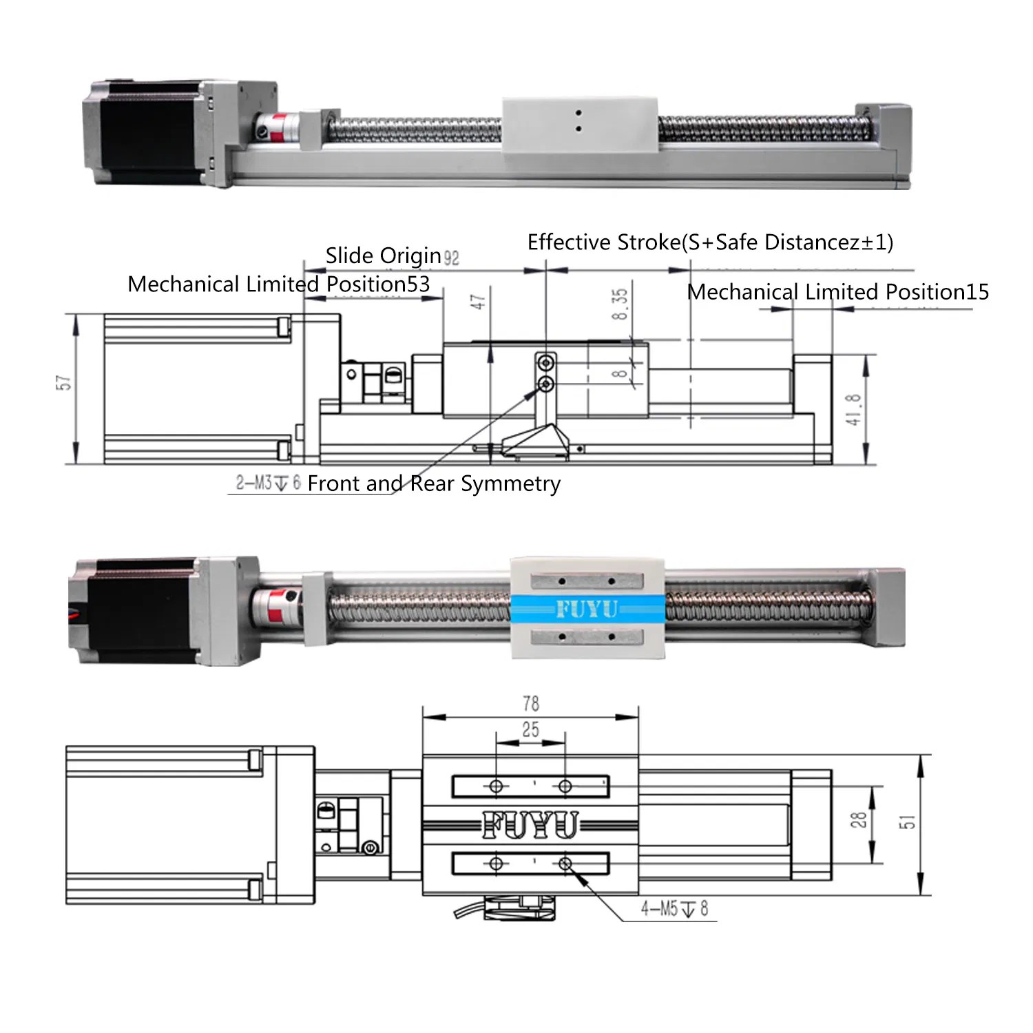 Ball Screw Linear Module Motorized Rail Guide Double Axis Robot Arm