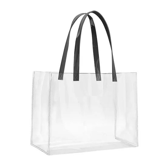 PVC Tote Shopping Bag Shoulder Transparent PVC Clear Bags with Logo
