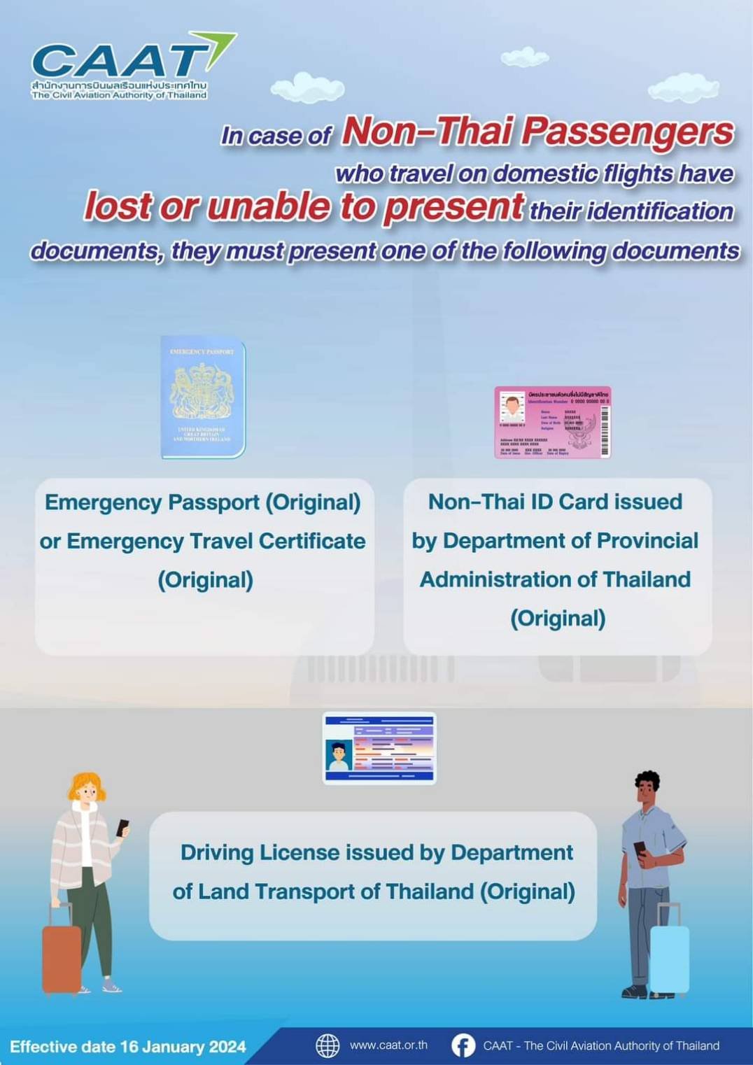 NonThai passengers traveling on domestic flights must present their