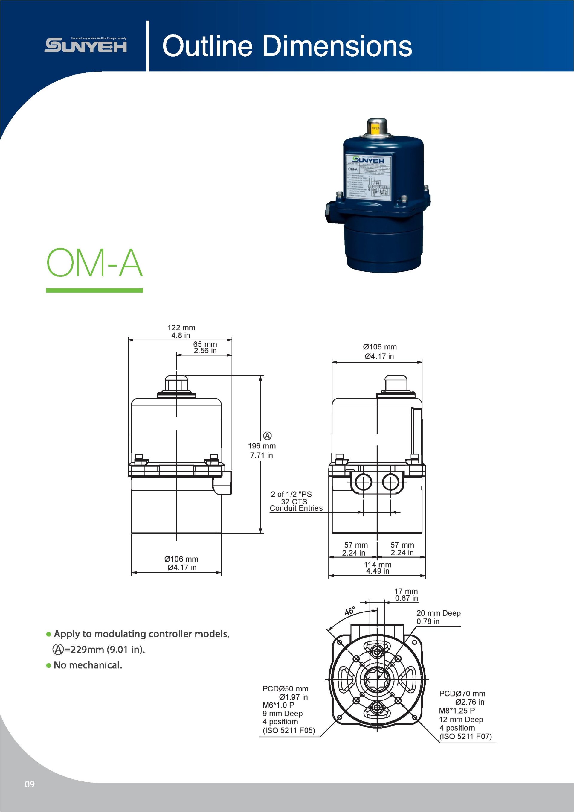 Sun yeh electric actuator OMA Series pneutecthai