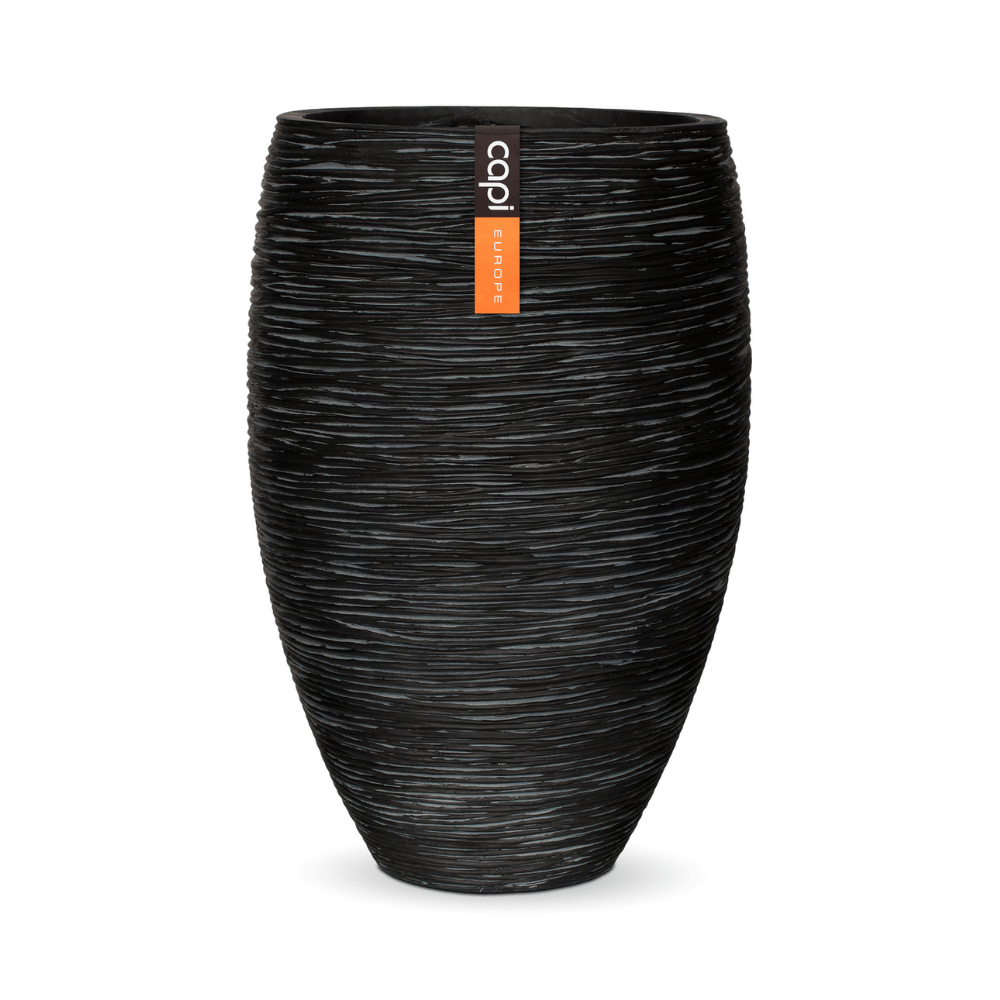 VASE ELEGANT DELUXE RIB BLACK M S Natural Design
