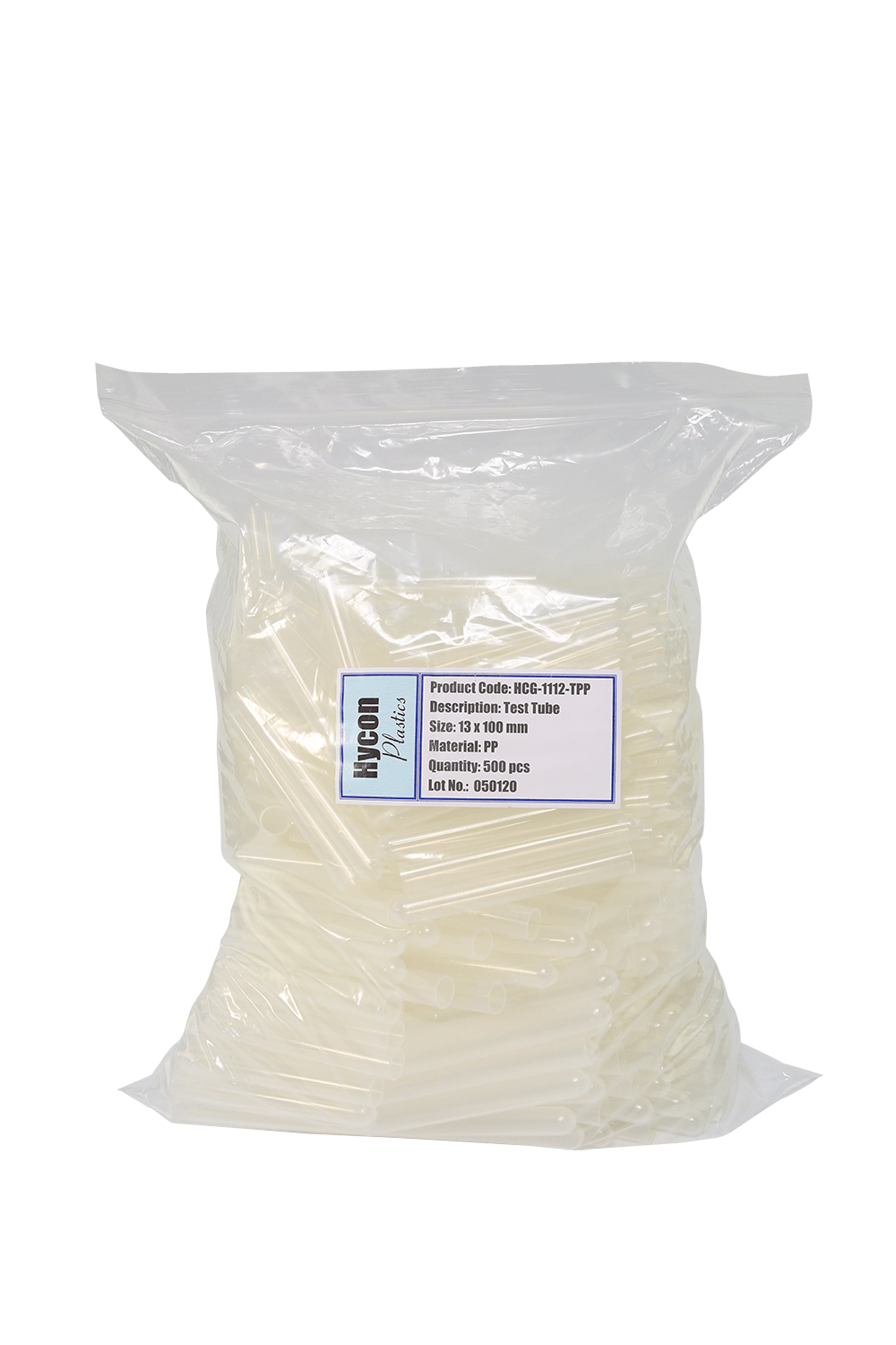 Tube plastic PP.13x100mm. 500/pk, Hycon unionsci