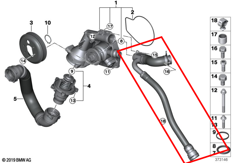 Line, coolant pumpcylinder head Sseuroparts