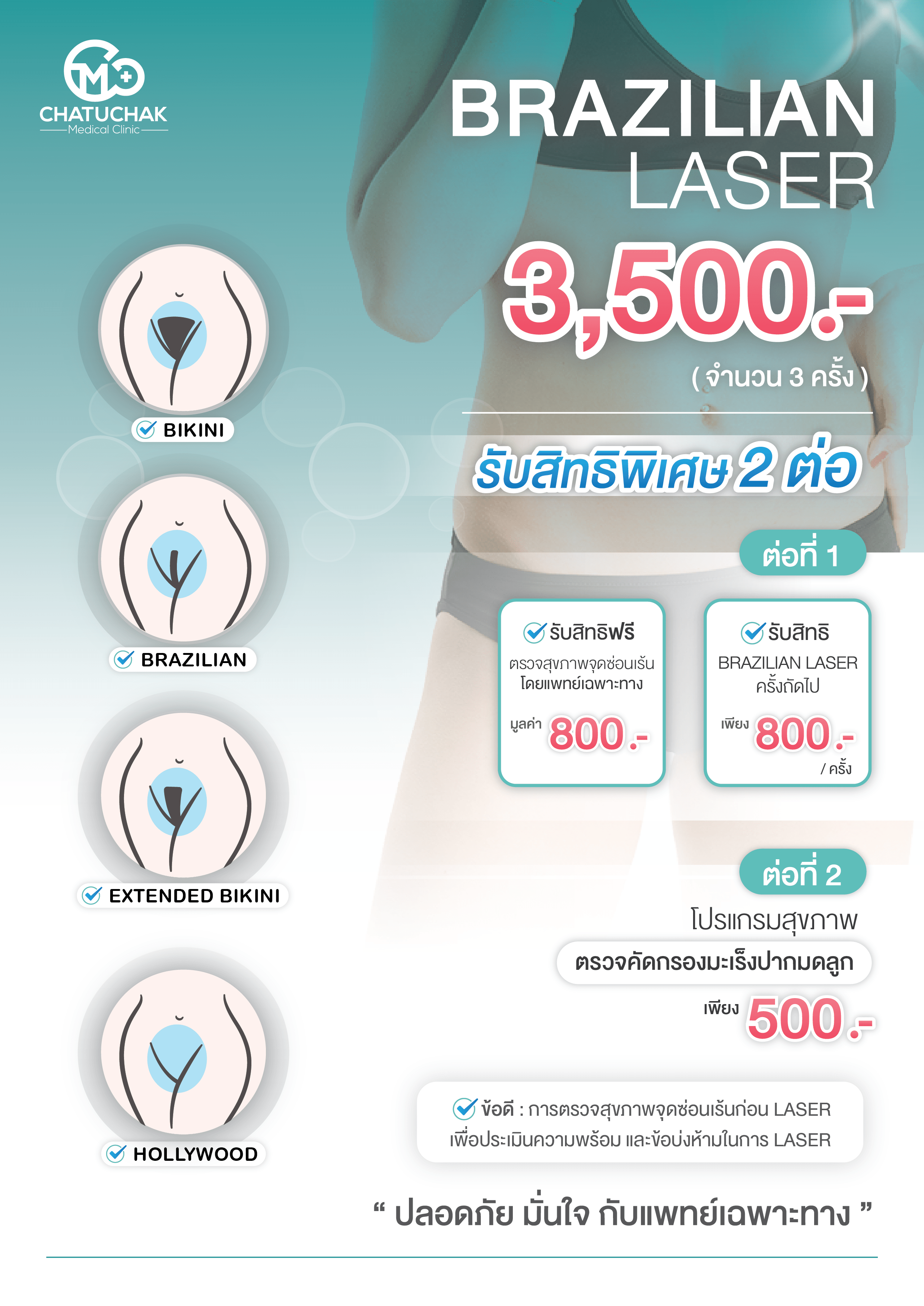 Brazilian LASER กำจัดขนจุดซ่อนเร้น chatuchakclinic