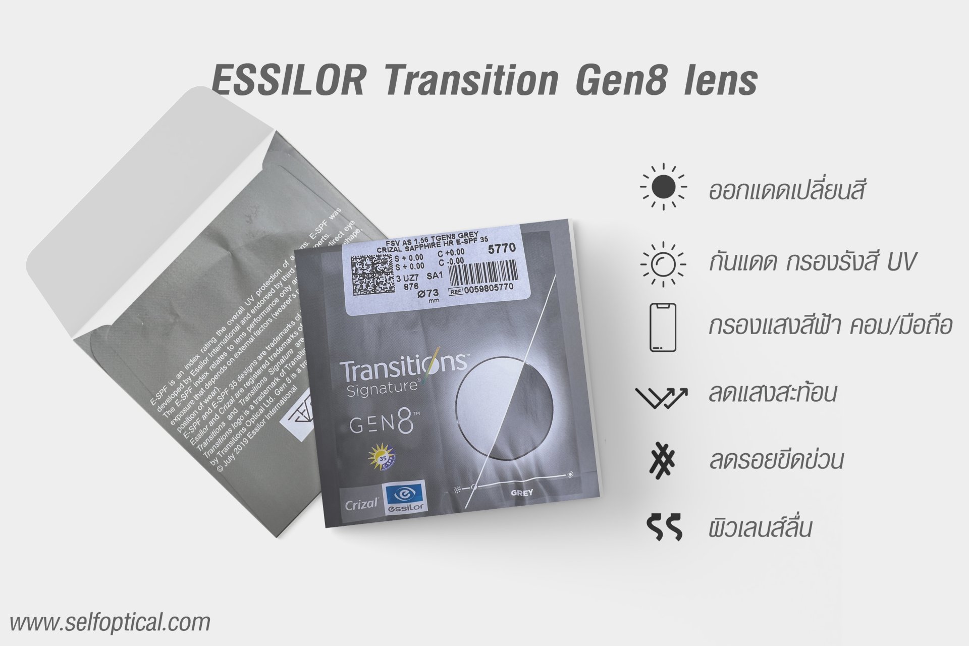 Essilor Transitions® Signature Gen8 Crizal Sapphire HR Lens selfoptical