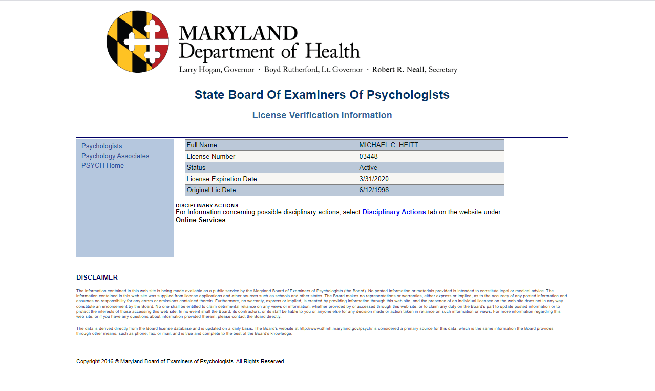 Michael Heitt, PsyD, Psychologist, Pikesville, Maryland, 21208