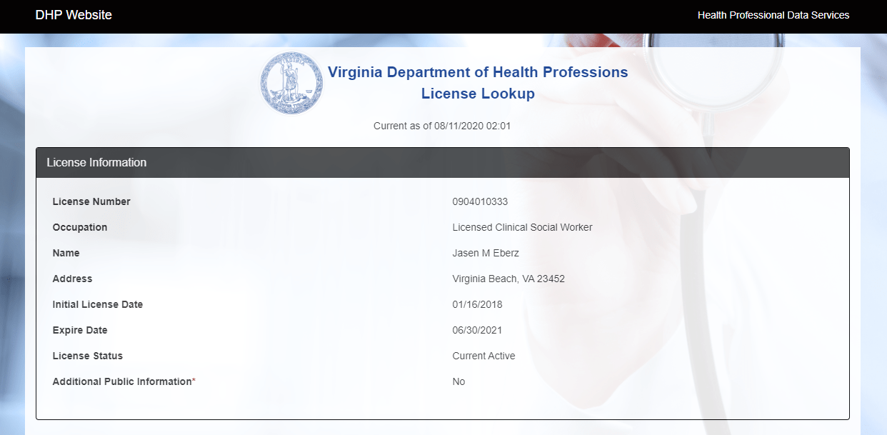Jasen Eberz, Licensed Clinical Social Worker, Virginia Beach, Virginia