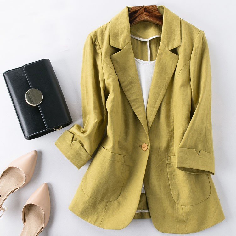 minana / 在庫全5色×5サイズ！サマージャケット レディース リネンジャケット テーラードジャケット 七分袖 ショート丈 綿麻