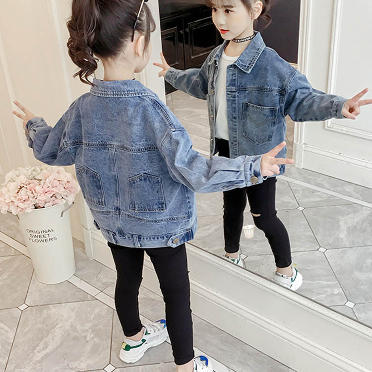minana / 子供服 デニムジャケット Gジャン コート 長袖 女の子 韓風 アウター 可愛い ワンちゃん