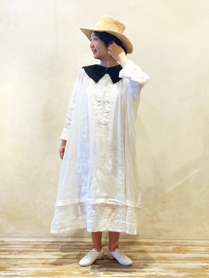 【値下げ】nest robe ネストローブ /リネンレース付け襟ブラウス