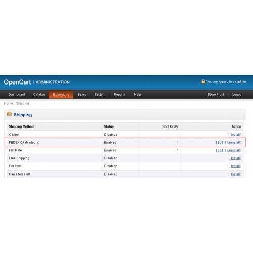 OpenCart Federal Express FEDEX Shipping rate (CA EDITION) 1.5 1.4 2.X