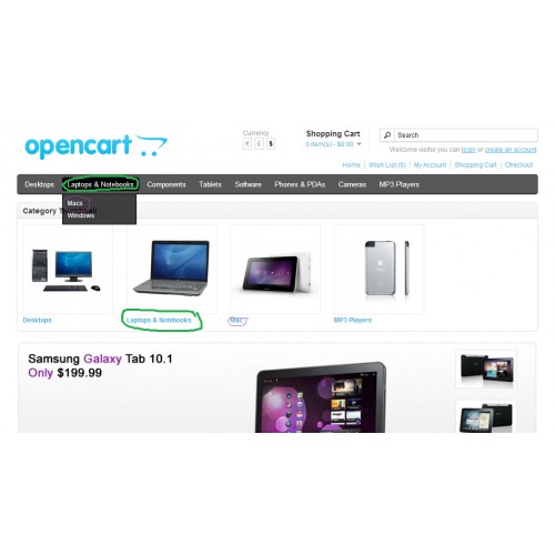 OpenCart Category thumbnail (category wall)