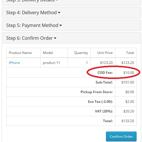 OpenCart Cash On Delivery Fee 2.x and 3.x