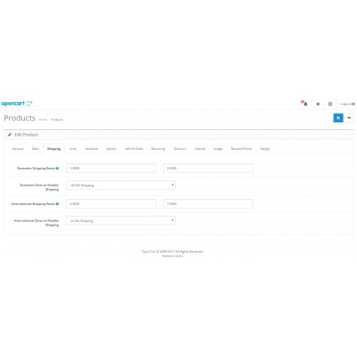 OpenCart Individual Product Item Shipping Rates eBay Style