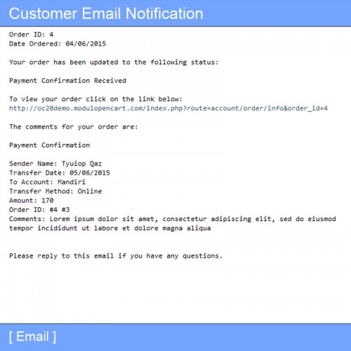 OpenCart Western Union Payment Confirmation