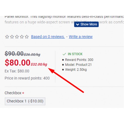OpenCart Price per unit