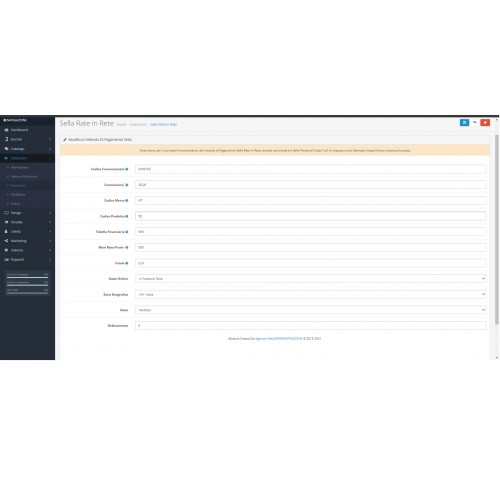 OpenCart Sella Personal Credit Rate in Rete OC 3.x