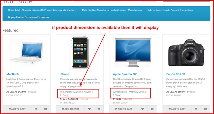 OpenCart Display Product Dimensions Everywhere