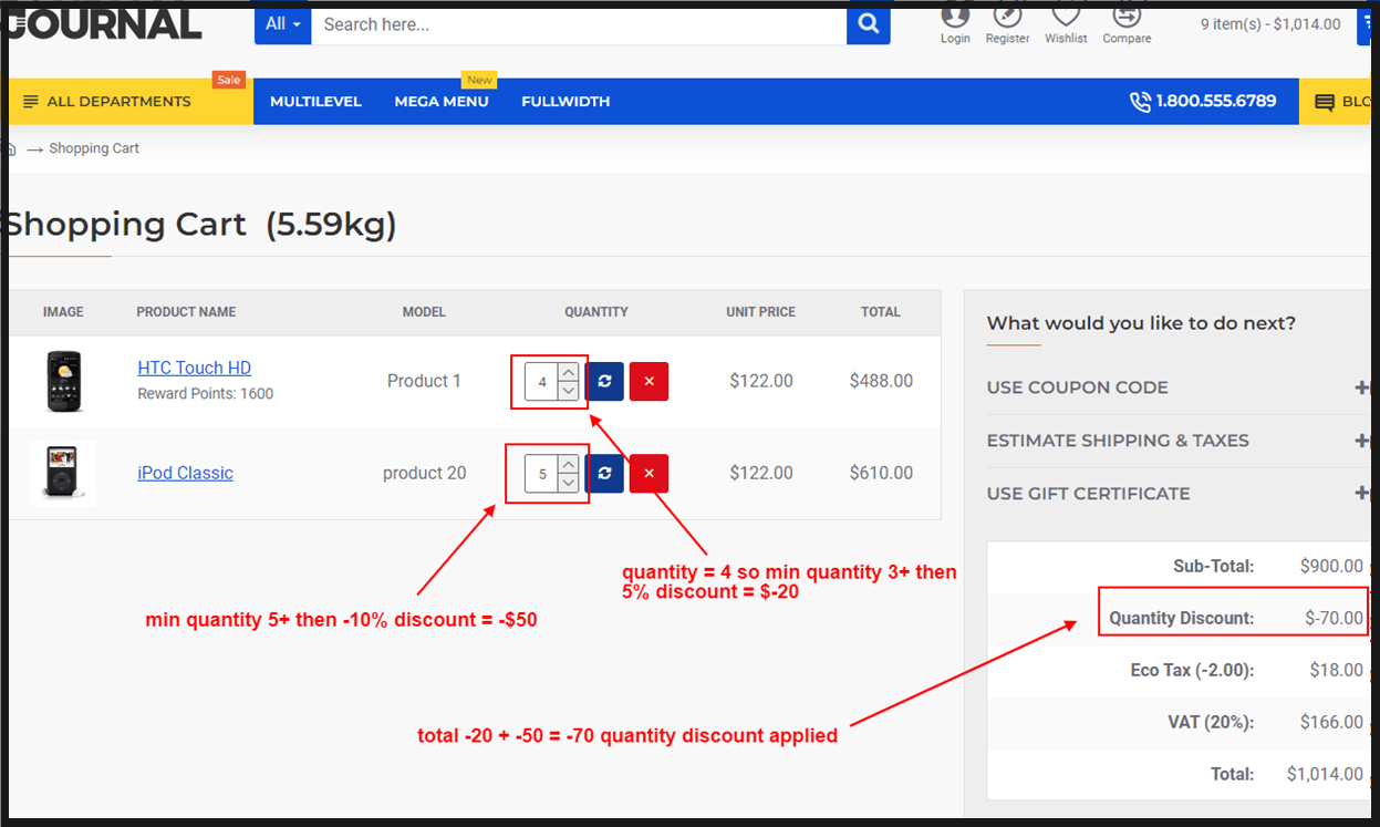 OpenCart Product Quantity Discount Enhanced