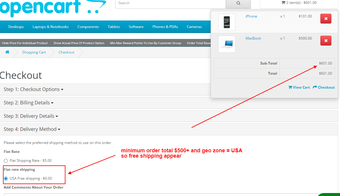 OpenCart Order Total Based Shipping Rate