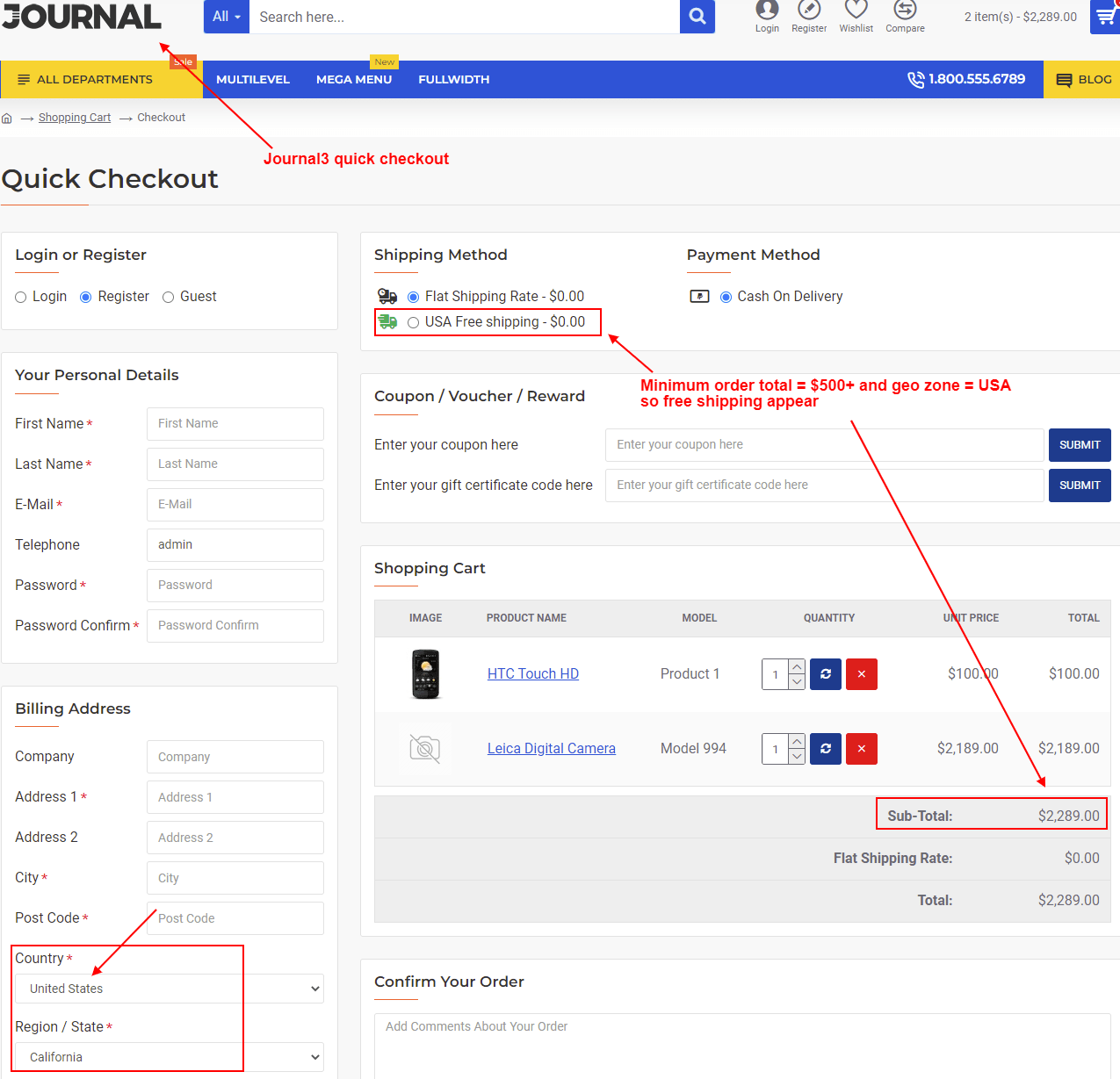 OpenCart Order Total Based Shipping Rate