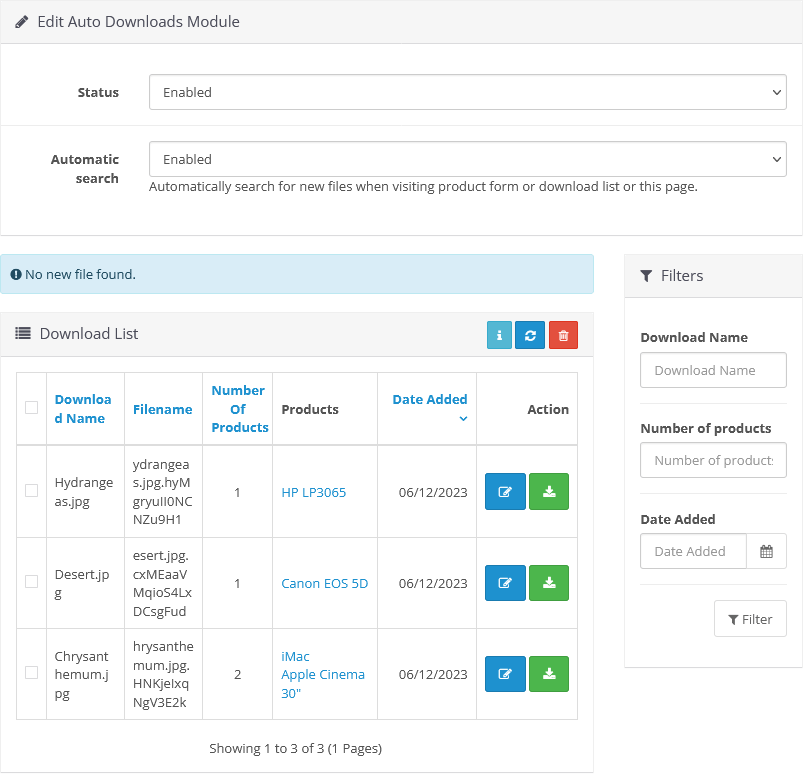 OpenCart Download AutoCreator
