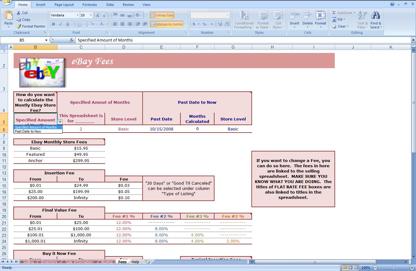 eBay Store Spreadsheet Track Profit & Inventory